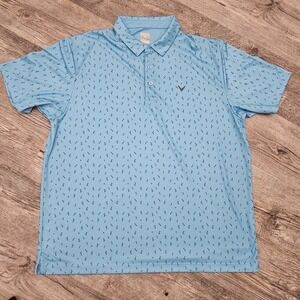 Callaway Mens 2XL Golf Polo Shirt Opti Dri Blue Martini Pattern